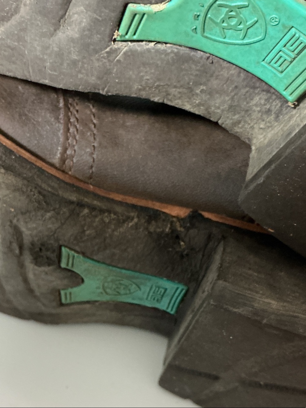 Ariat Brown Leather Western Boots with Turquoise Trim and Red Lining - Picture 9 of 12